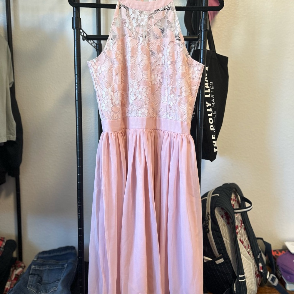 Amazon Blush Lace Women's Wedding Dress